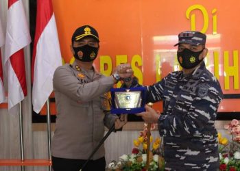 Sinergitas TNI Polri, Kapolres Labuhan Batu Terima Kunjungan Danlanal Tanjung Balai