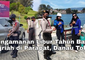 Personel Polres Simalungun Semangat Amankan Libur Tahun Baru Islam di Parapat, Danau Toba