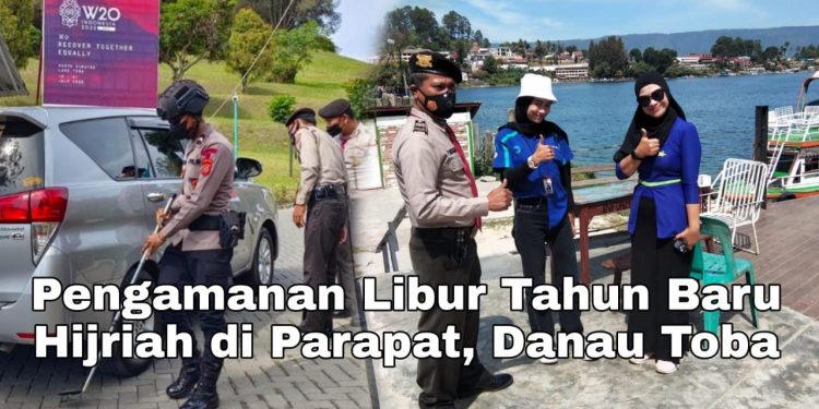 Personel Polres Simalungun Semangat Amankan Libur Tahun Baru Islam di Parapat, Danau Toba