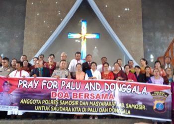 Kapolres Samosir dan Jajaran Gelar Doa Bersama untuk Korban Bencana Palu