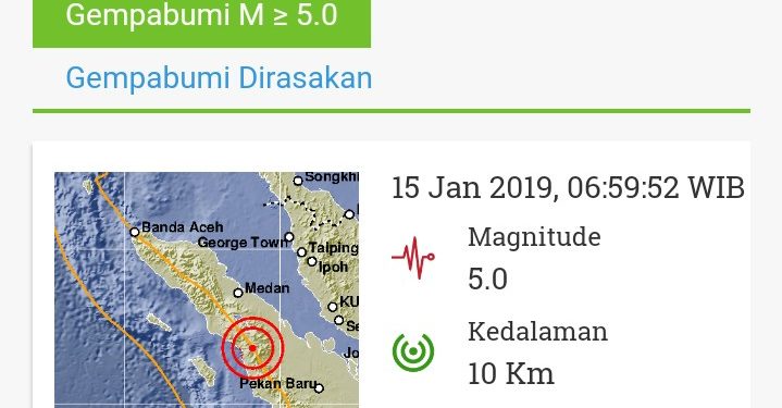 Gempa Bumi Tektonik Skala 5,0 SR Guncang Tapanuli Utara, Namun Tak Berpotensi Tsunami