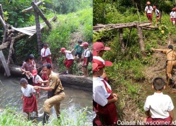 Siswa SD di Nias Utara Mohon Jembatan Menuju Sekolah Diperbaiki