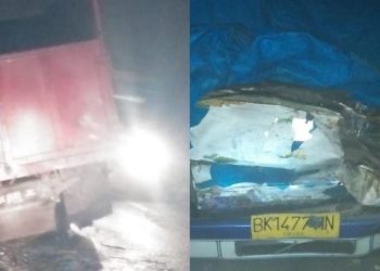 Tabrak Pantat Truk di Jalan Sidikalang-Medan, Mopen Po Datra Rusak Parah