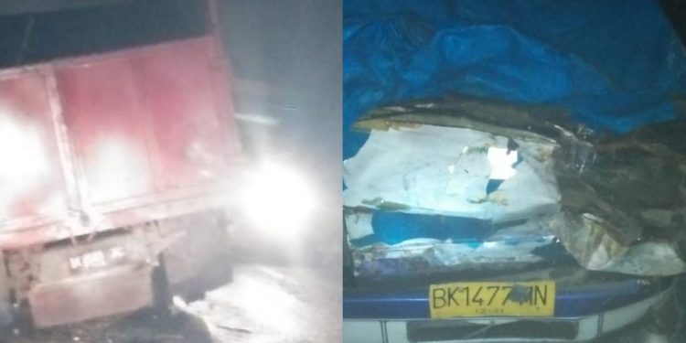 Tabrak Pantat Truk di Jalan Sidikalang-Medan, Mopen Po Datra Rusak Parah