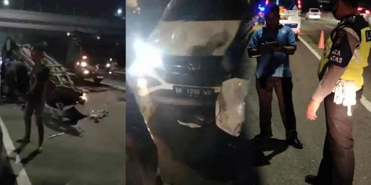 Kijang Innova Terbalik di Tol Tanjung Morawa usai Tabrak Mobil Kepsek MAN Bandar, Simalungun Kijang Innova Terbalik di Tol Tanjung Morawa usai Tabrak Mobil Kepsek MAN Bandar, Simalungun