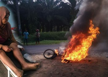 Minyak Tumpah, Eli Junita dan Sepedamotornya Terbakar di Simalungun