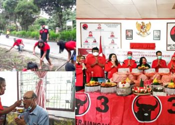 HUT PDI-P Ke-48, DPC Siantar Gelar Kegiatan Sosial serta Bagikan Nasi Tumpeng