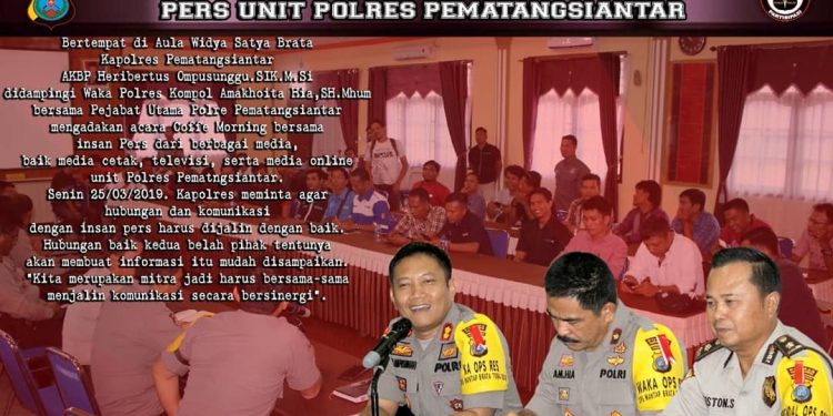 "Coffee Morning" dengan Wartawan, Kapolres Siantar Ajak Masyarakat Tidak Golput dan Pemilu Damai