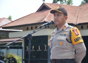 Jelang Pilgubsu 2018, Kapolres Nias Pimpin Apel Latihan Simulasi Sispamkota