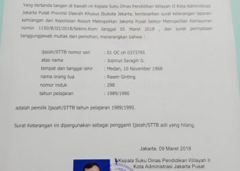 Sah, Pengganti Ijazah JR Saragih Dileges