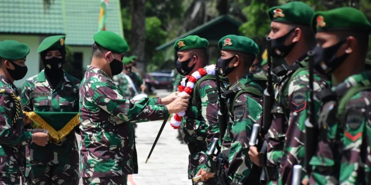 Usai Tugas di Perbatasan, Prajurit Yonif 132 Bima Sakti Disambut Pangdam I/BB
