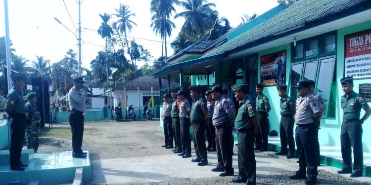 Sinergitas TNI dan Polri, Polsek Jajaran Polres Nias dan Koramil Jajaran Kodim 0213/Nias Apel Bersama