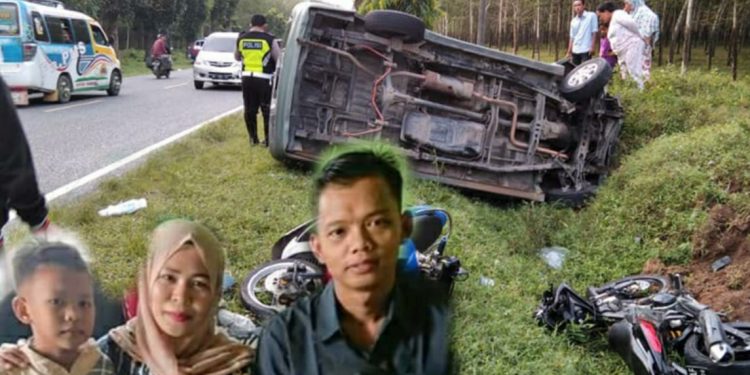 Bonceng Istri dan Anak, Warga Tanah Jawa Kecelakaan dan Tewas di Jalinsum Siantar-Medan