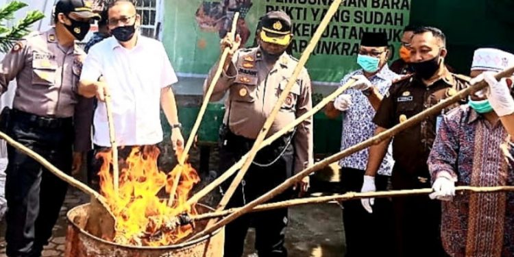 Kejari Padang Lawas Musnahkan Barang Bukti Tangkapan Polres Tapsel Kejari Padang Lawas Musnahkan Barang Bukti Tangkapan Polres Tapsel