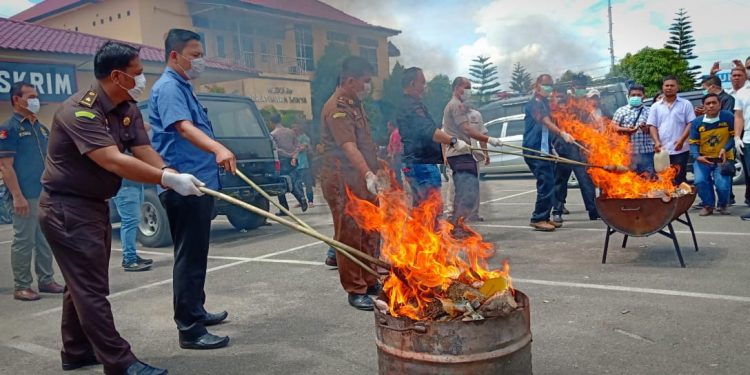 Kapolres Bakar Ganja Bersama Jaksa dan Hakim