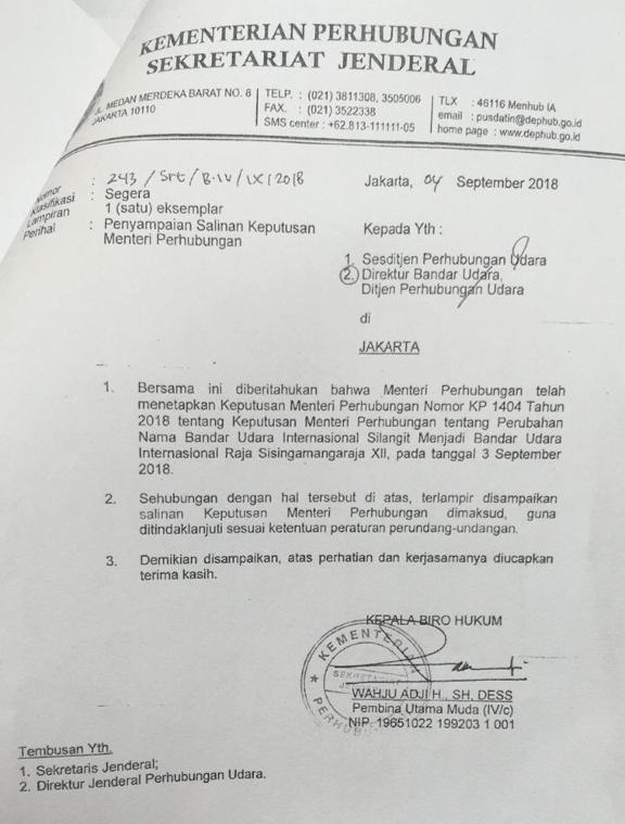 Bandara Internasional Raja Sisingamangaraja XII Gantikan Nama Bandara Silangit Bandara Internasional Raja Sisingamangaraja XII Gantikan Nama Bandara Silangit