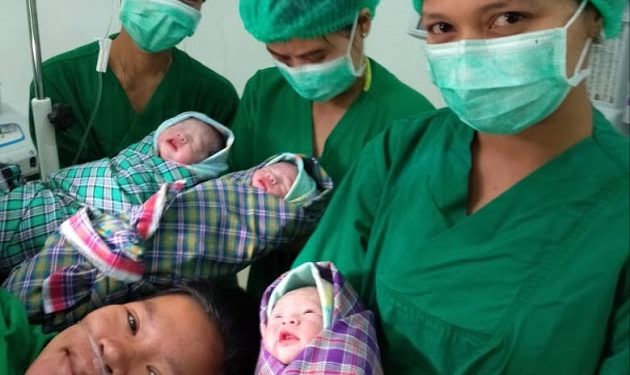 Bayi Perempuan Kembar Tiga dari Pasangan Polisi dan Bidan Lahir di Samosir
