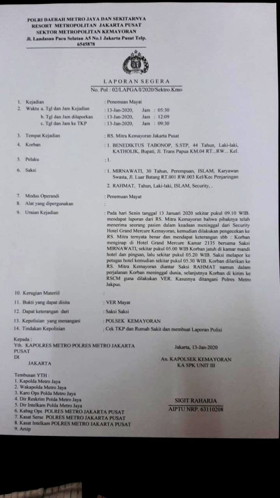 Bupati Boven Digoel Benediktus Tewas di Hotel Ditemani Wanita Bupati Boven Digoel Benediktus Tewas di Hotel Ditemani Wanita