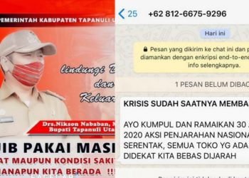 Bupati Taput Terima Pesan WA Berisi Ajakan Bikin Kerusuhan 30 April dari Nomor Ravio Patra