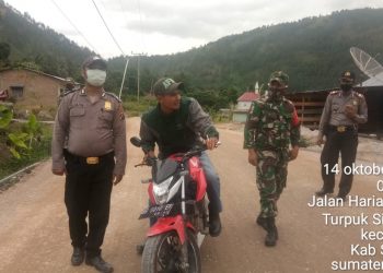 Koramil Harian Boho dan Polsek Harian Tegakkan disiplin Protokol Kesehatan