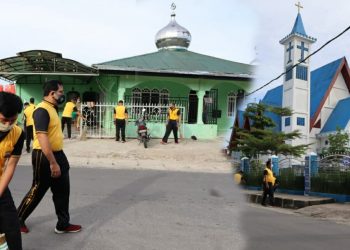 Sambut HUT Bhayangkara, Polres Dairi Kerja Bakti Bersihkan Rumah Ibadah