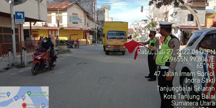 Antisipasi Pelanggaran Lalu Lintas, Satlantas Polres Tanjungbalai Patroli Sore