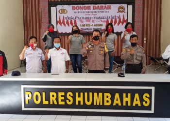 Polres Humbahas Donorkan 51 Kantong Darah dalam Rangka Hari Bhayangkara ke 74