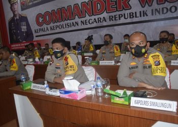 Dukung 100 Hari Kinerja Kapolri, Kapolres Simalungun Ikuti Commander Wish Kapolri secara Virtual di Polda Sumut