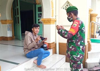 Personel Jajaran Kodim 0208/Asahan Melaksanakan Pos Pam Penegakan Disiplin Di Masjid