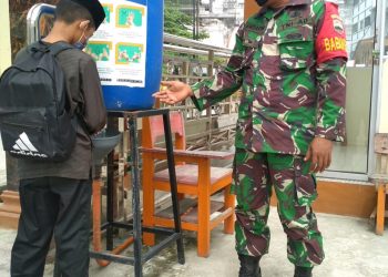 Penegakan Disiplin Covid 19 di Masjid Raya Kisaran Oleh Personel Jajaran Kodim 0208/Asahan