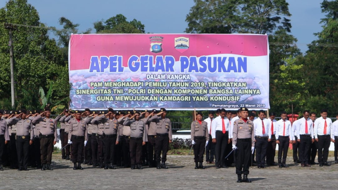 Polres Simalungun Apel Gelar Pasukan Dalam Rangka Kesiapan Pengamanan Pemilu Tahun 2019