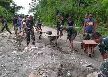 Satgas Yonif 126 Kala Cakti Gotong Royong Bersama Warga Papua