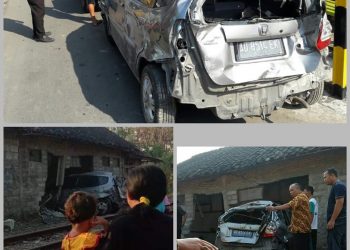 Perlintasan Tanpa Palang Makan Korban, Mobil Jazz Ditabrak Kereta Api