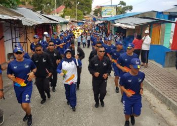 Kirab Obor Asian Games 2018, Team Polres Simalungun Sukses Antarkan Obor Hingga Ke Balige