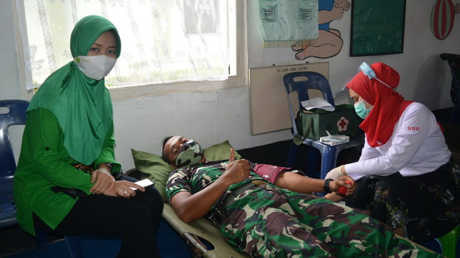 Atasi Kekurangan Darah PMI, Yonarhanud 11/WBY dan Persit Aksi Kemanusian Atasi Kekurangan Darah PMI, Yonarhanud 11/WBY dan Persit Aksi Kemanusian