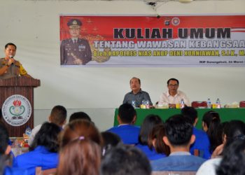 Kapolres Nias Beri Kuliah Umum Tentang Wawasan Kebangsaan Kepada Mahasiswa IKIP Gunungsitoli