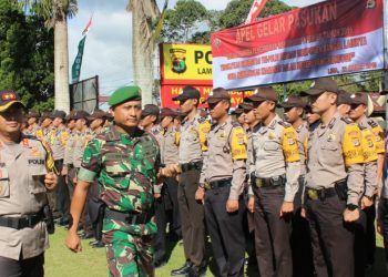 Polres Lampung Barat Bersama TNI dan Dinas Terkait Melaksanakan Apel Gelar Pasukan