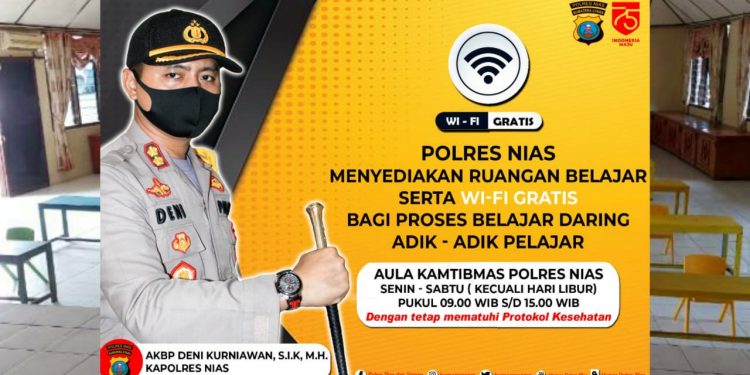 Peduli Pendidikan, Polres Nias Sediakan Ruang Belajar dan Wifi Gratis Bagi Pelajar