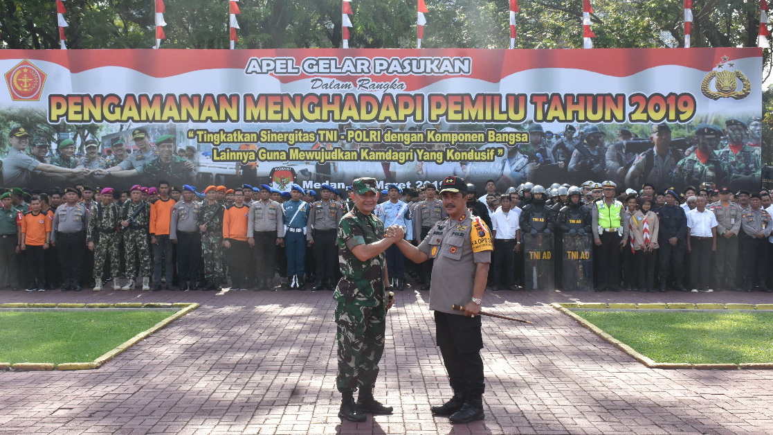 Pangdam I/BB dan Kapoldasu Pimpin Apel Gelar Pasukan PAM Pemilu 2019