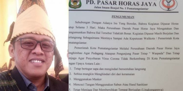 Pasar Horas dan Dwikora di Siantar Tetap Buka