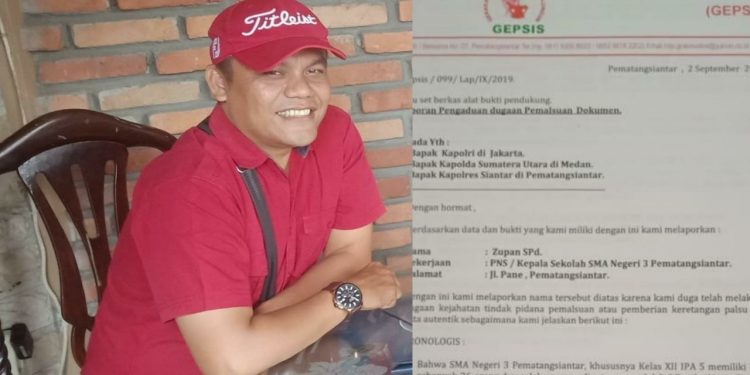 Kepala Sekolah SMA N 3 Siantar Dilaporkan Atas Dugaan Tindak Pidana Pemalsuan Dokumen Kepala Sekolah SMA N 3 Siantar Dilaporkan Atas Dugaan Tindak Pidana Pemalsuan Dokumen