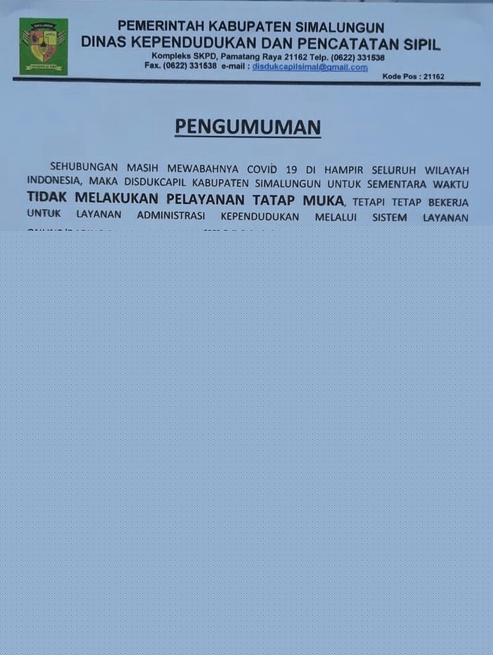 Selama Pandemi Corona, Warga Simalungun Bisa Urus KTP dan KK Online lewat Whatsapp