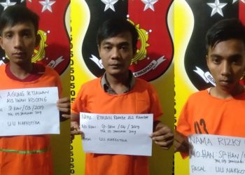 Tiga Pria Terlibat Jaringan Narkoba Diamankan Polsek Perdagangan