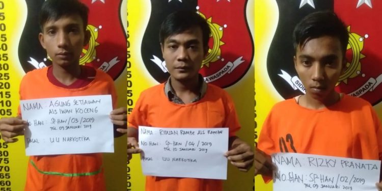 Tiga Pria Terlibat Jaringan Narkoba Diamankan Polsek Perdagangan