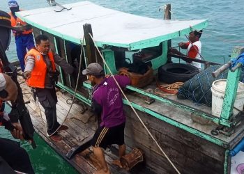 Patroli Diperairan Teluk Mengkudu, Sat Pol Airud Polres Sergai Amankan Pukat Tarik dan 3 Alat Tangkap