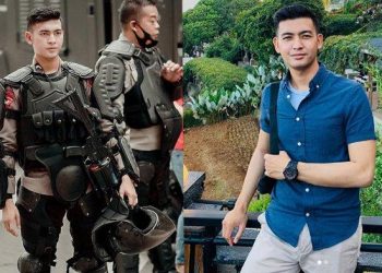 Viral, Polisi Ganteng di Tengah Demo Tolak UU Cipta Kerja