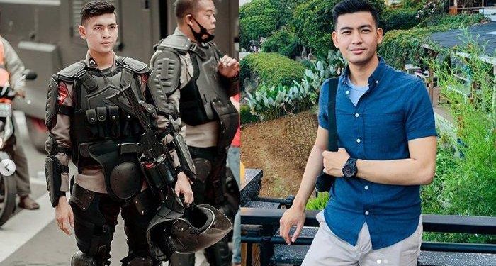 Viral, Polisi Ganteng di Tengah Demo Tolak UU Cipta Kerja