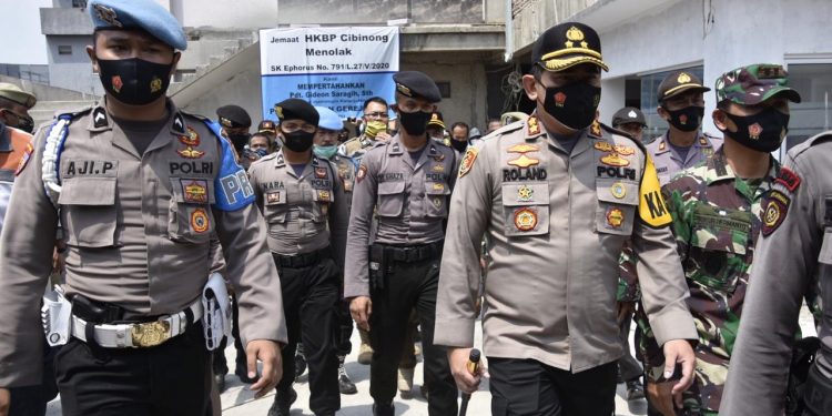 Kisruh Jemaat Gereja HKBP Cibinong, 2 SSK Personil Polres Bogor, 1 Regu Kodim dan Sub Denpom Dikerahkan