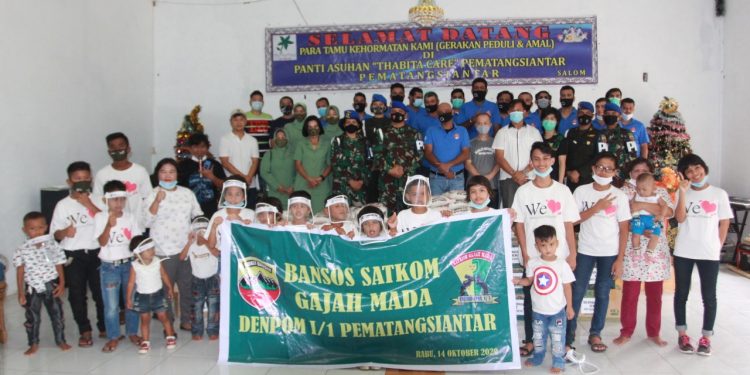 Denpom I/1 Siantar, Sikh Sewaks Indonesia dan Satkom Gajah Mada Berbagi Kasih ke Tiga Panti Asuhan