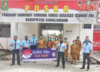 Posko Gugus Tugas Tanggap Darurat Covid-19 Simalungun Terima Bantuan dari PT Penerbit Erlangga dan GAPKI Sumut.